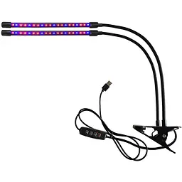 Фітолампа для рослин Double Grow Light, подвійна, гнучка, з USB живленням і таймером, 40 LED