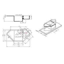 Кухонна мийка Lidz 1000x500/225 GRA-09 (LIDZGRA091000500225) - мініатюра 2