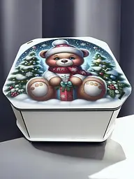 Новорічна коробка Подарункова коробка квадратна (ХДФ) 19x19x10 см. №1 - мініатюра 2