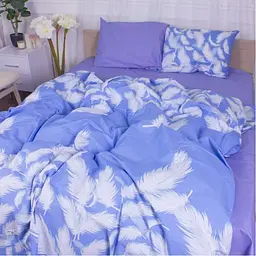 Простирадло MirSon Feathers бязь синє 220х150 см - мініатюра 2
