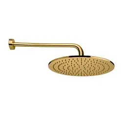 Верхній душ Paffoni Syncro Quadro Ø300xh8 мм з утримувачем 400 мм honey gold brushed ZSOF079HGSP + ZSOF034HGSP, Золотий