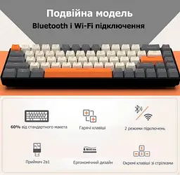 Бездротова клавіатура ZIYOULANG K68 | 2.4G, Bluetooth | 68 клавіш - мініатюра 3