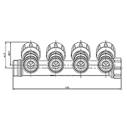 Колектор з регулюючими вентилями на Roho 4 вих. R809-04 - 3/4"x3/4" Ek RO0251 - мініатюра 3