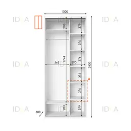 Шафа-купе Idea серія 1 100 x 60 x 240 см Білий - мініатюра 2