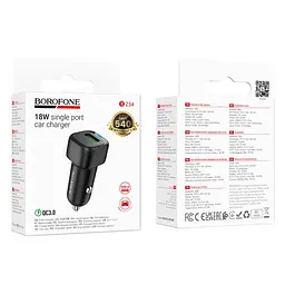 Автомобільне зарядне пристрій BOROFONE BZ34 Cloud single port QC3.0 чорний