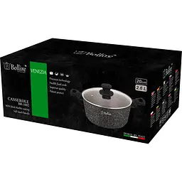 Каструля Bollire Venezia, з кришкою, чорна, 20 см, 2,6 л (BR-1002) - мініатюра 2