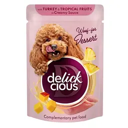 Вологий корм для собак Delickcious з індичкою та тропічними фруктами у вершковому соусі 80 г x 12 D6211501 - мініатюра 3