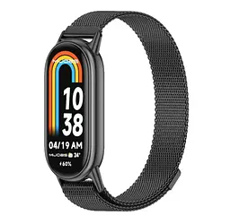 Ремінець металевий Mijobs міланське плетіння для фітнес браслета Xiaomi Smart Band 9 Black - мініатюра 2