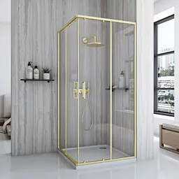 Душова кабіна Rea City 90x90 brushed gold REA-K6443, Золотий, Універсальна, прозорий, золотий - мініатюра 2
