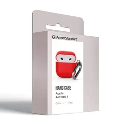 Силіконовий чохол для навушників Apple AirPods 4, Hang Case, червоний, ультратонкий захисний кейс товщиною 2 мм, захист від подряпин, пилу та ударів, компактний, з карабіном для кріплення, ArmorStandart (ARM81293) - мініатюра 8