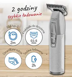 Професійний тример для бороди Adler AD 2836s USB - мініатюра 5