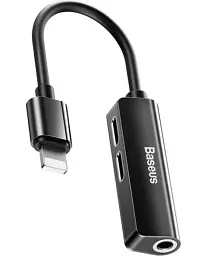 Адаптер Baseus L 52 3 in 1 Lightning Male to 3.5 mm+2 Lightning Female Black (CALL 52-01)