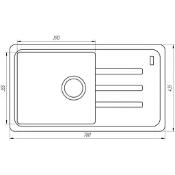 Гранітна мийка Globus Lux LUGANO графіт 780x435мм-А0001 - мініатюра 5