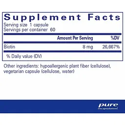 Біотин Pure Encapsulations 8 мг 60 капсул - мініатюра 2