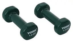 Гантелі для фітнесу вінілові круглі York Fitness 2х1,5кг зелений - мініатюра 4