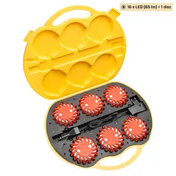 Комплект ліхтарів сигнальних Mactronic M-Flare 65 Lm Amber Magnet Synch 12/220V IPX7 6 шт Помаранчевий - мініатюра 1
