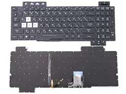 Клавіатура для ASUS TUF Gaming FX504, FX504GD, FX504GE, FX504GM ,FX80, FX80GM (RU Black без рамки з підсвічуванням)