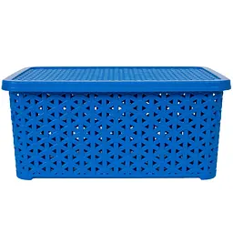 Уцінка. Кошик Diomedea з кришкою 29.7x19.6x13 см 6 л блакитний (К12-439)   - мініатюра 2