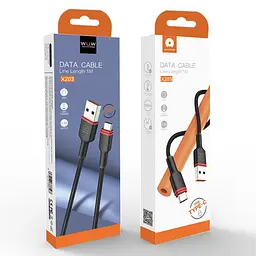 Кабель WUW-X203 USB Type-C 2,4A 1m чорний - мініатюра 2