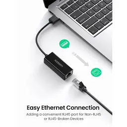 Перехідник USB 2.0 AM to RJ45 Ethernet 100Mbps CR110 Ugreen (20254) - мініатюра 4