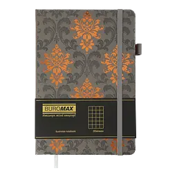 Блокнот діловий Buromax Royal А5 96 арк. в клітинку обкладинка штучна шкіра сірий (BM.295125-09) - мініатюра 2