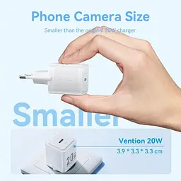 Зарядний пристрій Vention 20W GaN 1×USB-C з кабелем USB-C M-M White (TZ-FEPW0-EU-01) - мініатюра 8