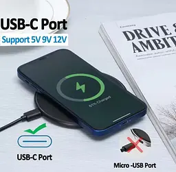 Бездротовий зарядний пристрій для телефонів, планшетів, навушників, та інших гаджетів, 30 W, Type-C - мініатюра 11
