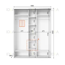 Шафа-купе Idea серія 2 180 x 60 x 240 см Білий Дзеркало - мініатюра 2