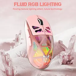 Комп'ютерна мишка Onikuma бездротова ігрова CW-930 Pro з RGB підсвіткою та 3 режимами підключення для ПК та ігор рожевий - мініатюра 3