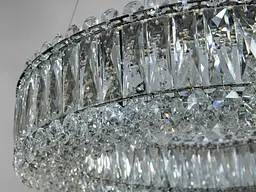Люстра стельова LED Diasha 8693-600+400CH, 85W, хром, кришталева, регульована висота, для офісу, кафе, вітальні, спальні - мініатюра 5