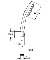 Душовий гарнітур Grohe Vitalio Comfort 3 режими струменя 110 26176001, Хром - мініатюра 4
