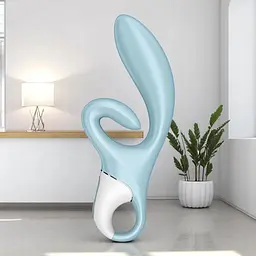 Вібратор-кролик Satisfyer Touch Me Блакитний з подвійним відростком - мініатюра 2
