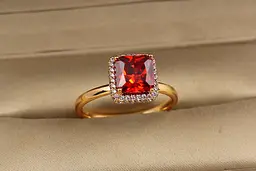 Кільце Xuping Jewelry Піраміда із червоним каменем р 20 золотисте
