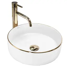 Умивальник Rea Sami 36x36 gold edge (REA-U6758)