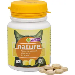 Полівітамінний комплекс Vitomax Nature для котів з сиром 100 таблеток - мініатюра 2