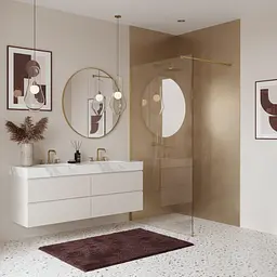 Душова стінка Rea Flexi Walk-In 90x195 transparent brushed gold KPL-K99266 - мініатюра 3