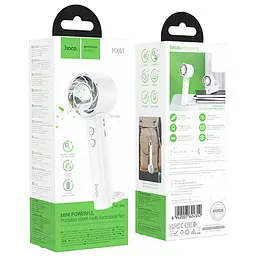 Портативний вентилятор Hoco HX61 Exquisite handheld folding fan 1200 mAh White - мініатюра 2