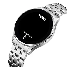 Чоловічий наручний світлодіодний годинник Skmei 1579 light (Сріблястий) - мініатюра 3