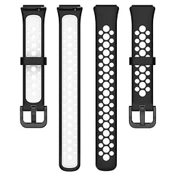 Силіконовий ремінець Primolux Perfor Classic для фітнес браслета Huawei Band 7- Black White - мініатюра 5