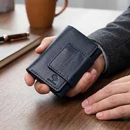 Чоловічий шкіряний портмоне Grande Pelle 11511 темно-синій - мініатюра 2