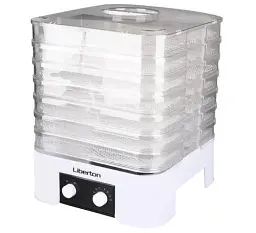 Сушарка овочів та фруктів Liberton LFD-5521, White, 520W, механічне керування, об'єм 21 л, 7 ярусів, діапазон температури: 40-70 C