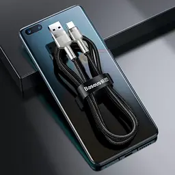 Кабель Baseus Cafule Metal Data Cable USB to USB-C 0.25m Black (CAKF000001) [86015] - мініатюра 5