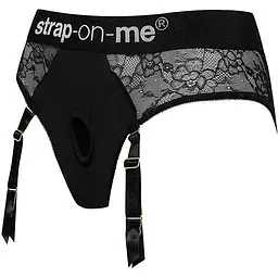 Мереживні труси для страпону з підв'язками для панчох Strap-On-Me DIVA HARNESS - M - мініатюра 2