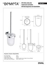 Туалетний йоржик Bemeta Oval з тримачем 118413011, Білий - мініатюра 2
