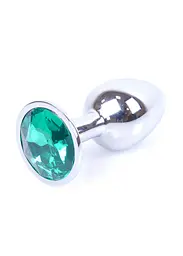 Анальна пробка Jewellery Silver Plug Green - мініатюра 2