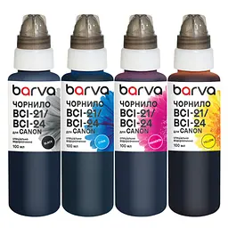 Чорнило Barva Canon BCI-21/BCI-24, 4x100 мл BK/C/M/Y, special, water-soluble (C24-090-MP)