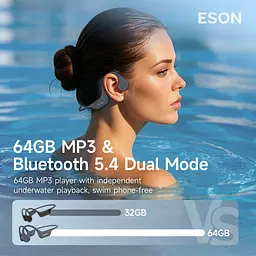 Водонепроникні кісткові навушники з 64 ГБ пам'яті ESON X39 з Bluetooth 5.4, MP3-плеєром - мініатюра 4
