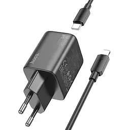 Мережевий зарядний пристрій з кабелем Hoco N42 Elogiado dual-port PD45W(2C) charger set(C to iP) чорний - мініатюра 3