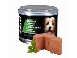 Корм для собак ANIMALL Консерва 195г Вологий з кролем та кролячою печінкою,