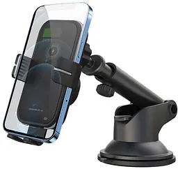 Автотримач XO WX027 Car holder 15W Wireless Charger Чорний - мініатюра 4